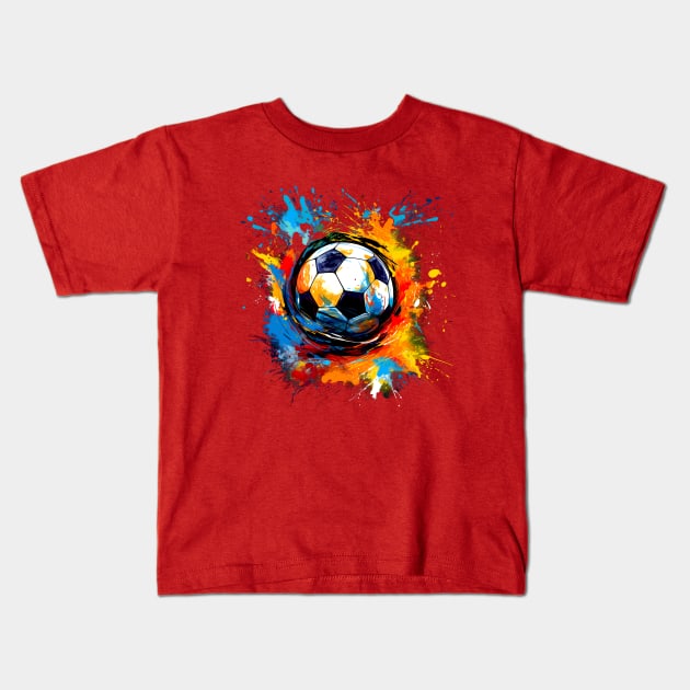 Soccer Ball With Paint Splashes Design for Soccer Fans Kids T-Shirt by Pine Hill Goods